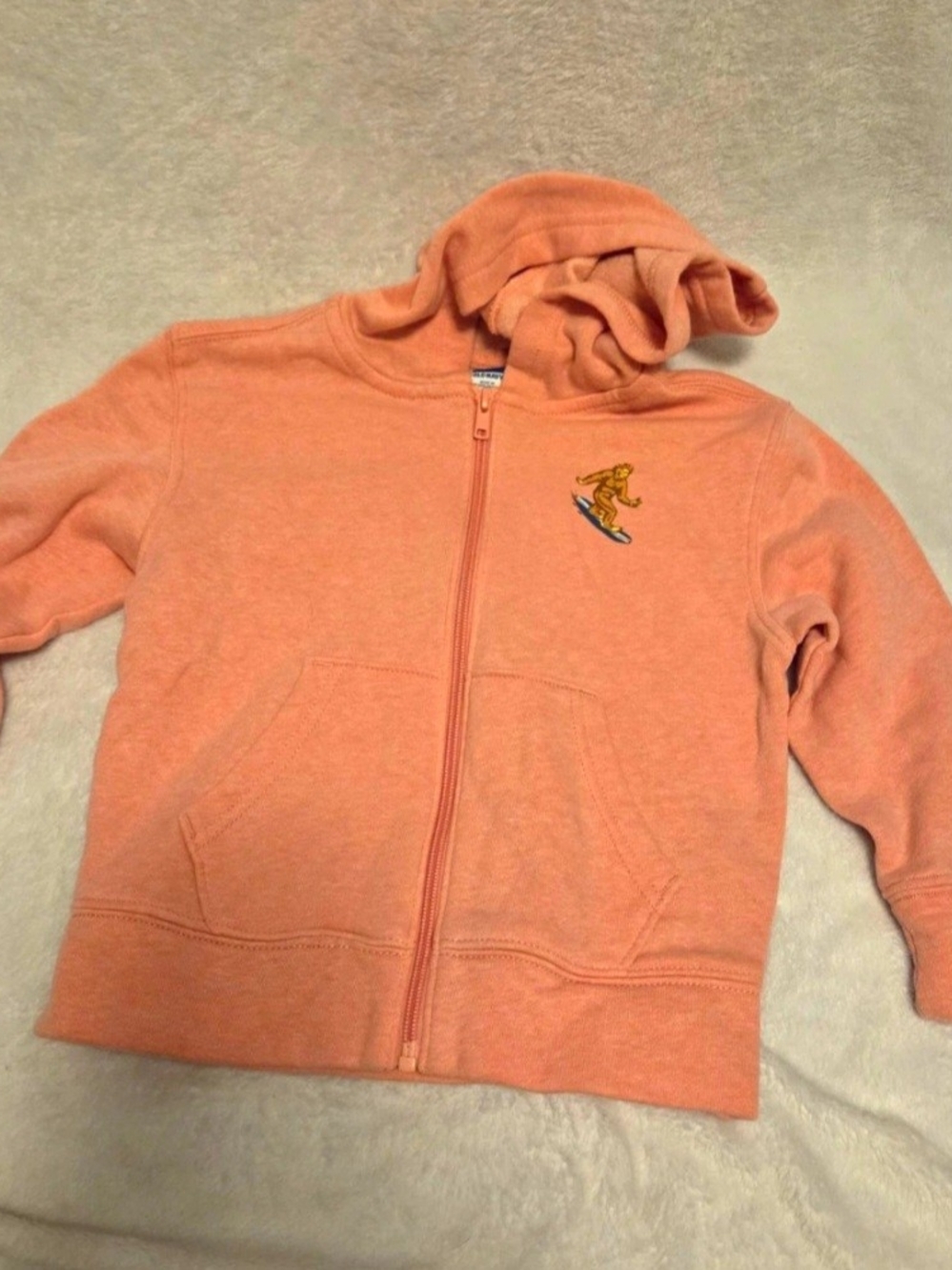 Old Navy Kids Peach Zip Hoodie with Surfing Embroider